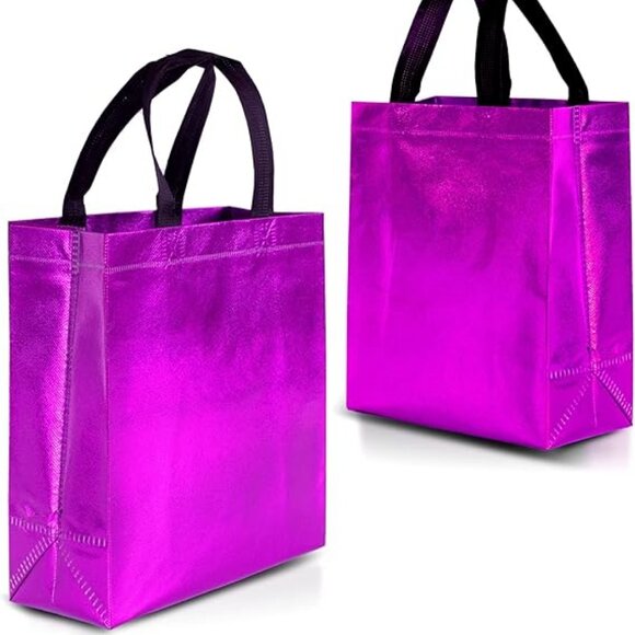 Hot Pink Gift Bags Medium Size – Set of 12 Shiny Fuchsia Pink Reusable Gift Bags - Picture 1 of 4